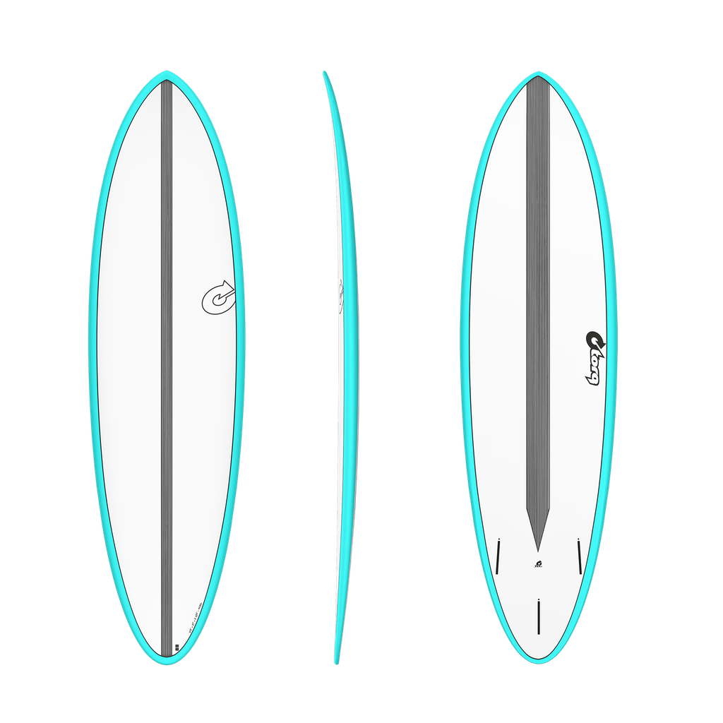 torq TET 6´8 - Funboard - White + Carbon Strip + Miami Blue Rails