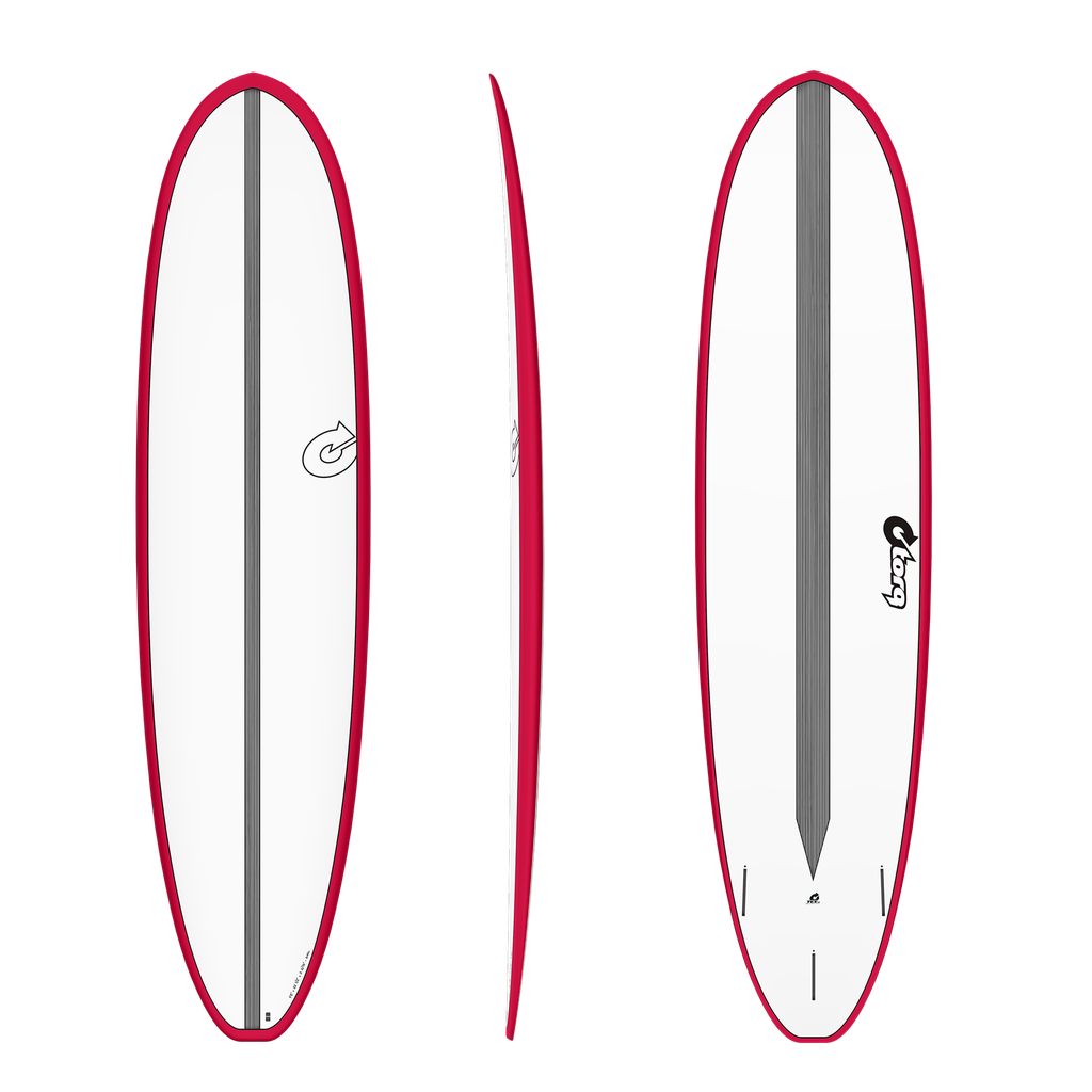 torq TET 7´8 - Funboard V+ - White + Carbon Strip + Red Rails
