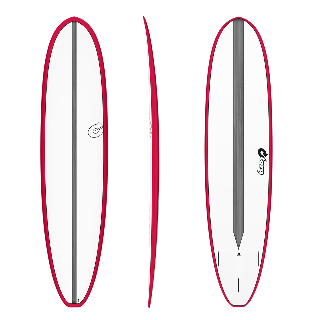 torq TET 8´2 - Funboard V+ - White + Carbon Strip + Red Rails