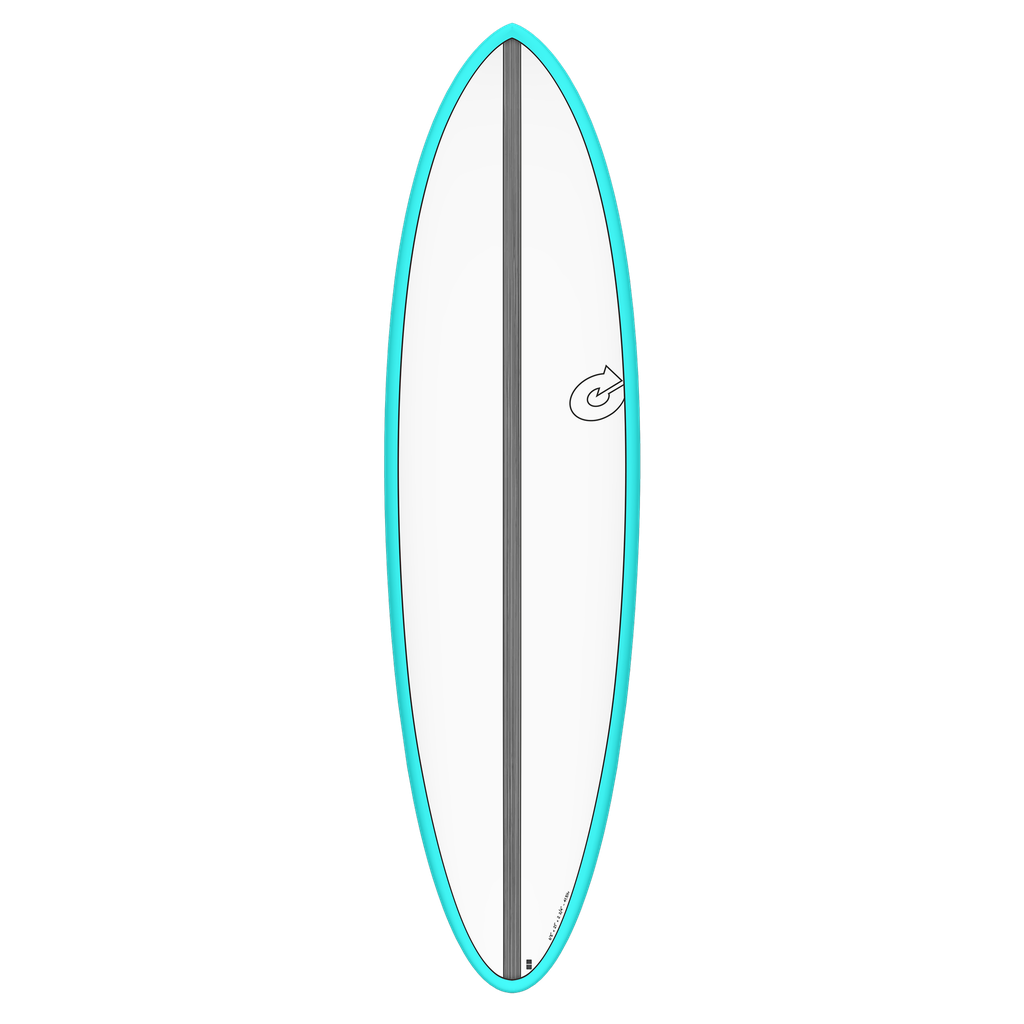 torq TET 6´8 - Funboard - White + Carbon Strip + Miami Blue Rails